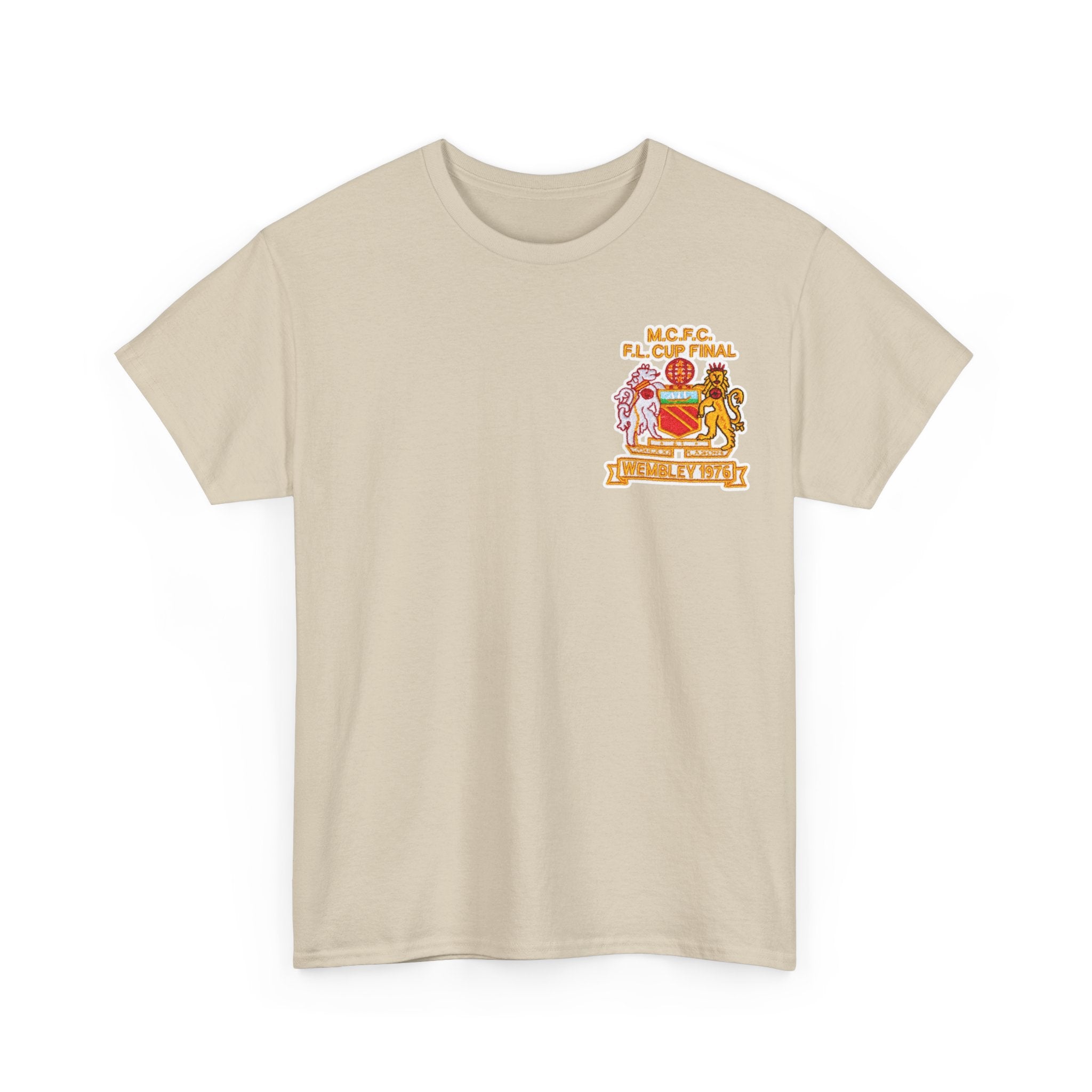 Manchester City 1976 League Cup Final Crest Cotton T‑Shirt — Vintage Football Fan Tee