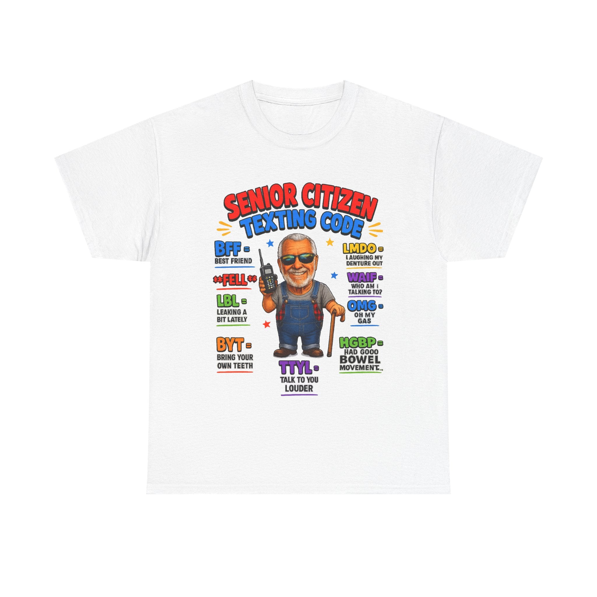 Senior Citizen Texting Code T-Shirt — Funny Grandpa Grandma Retirement Gift