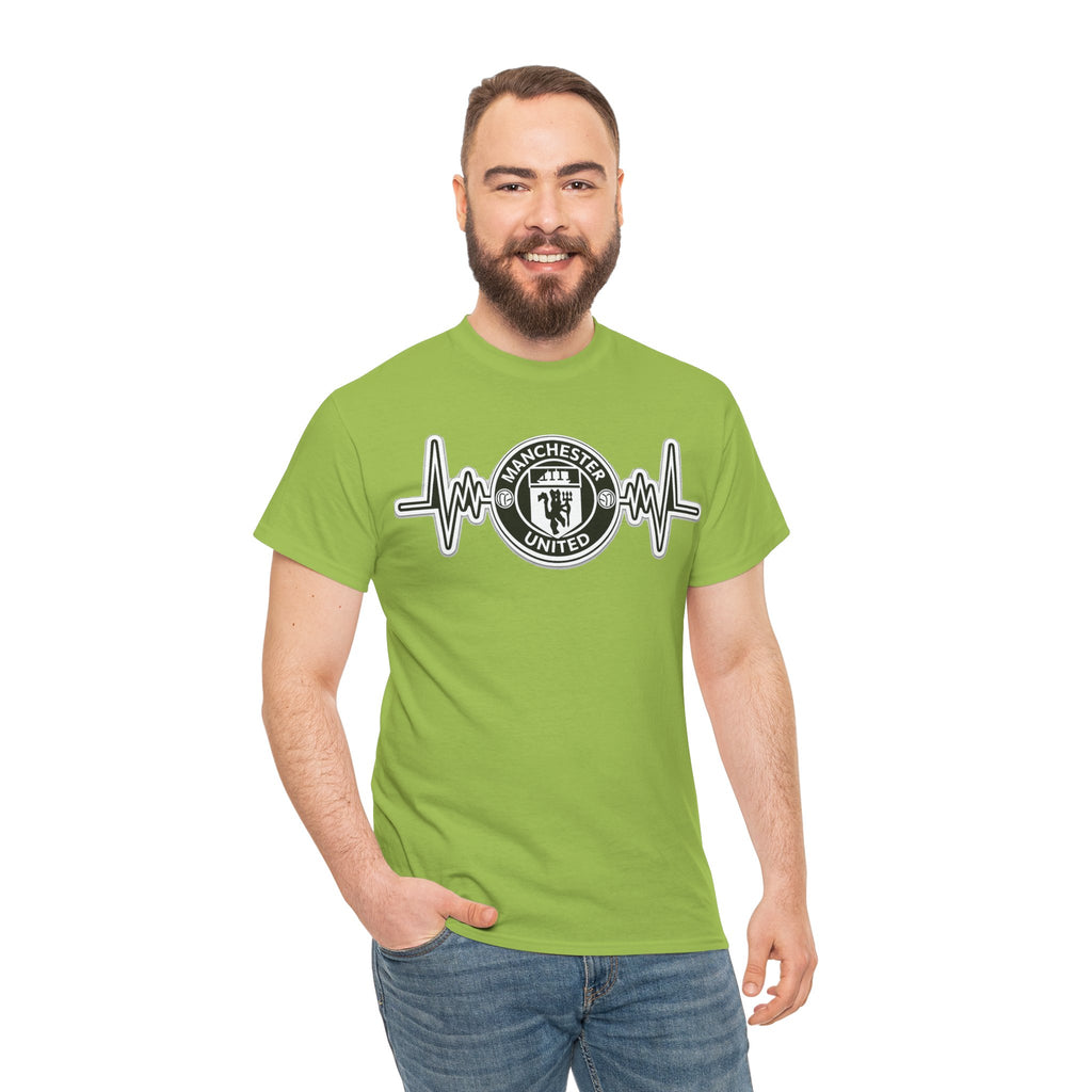 Manchester United Inspired Heartbeat T‑Shirt — Football Fan Pulse Tee