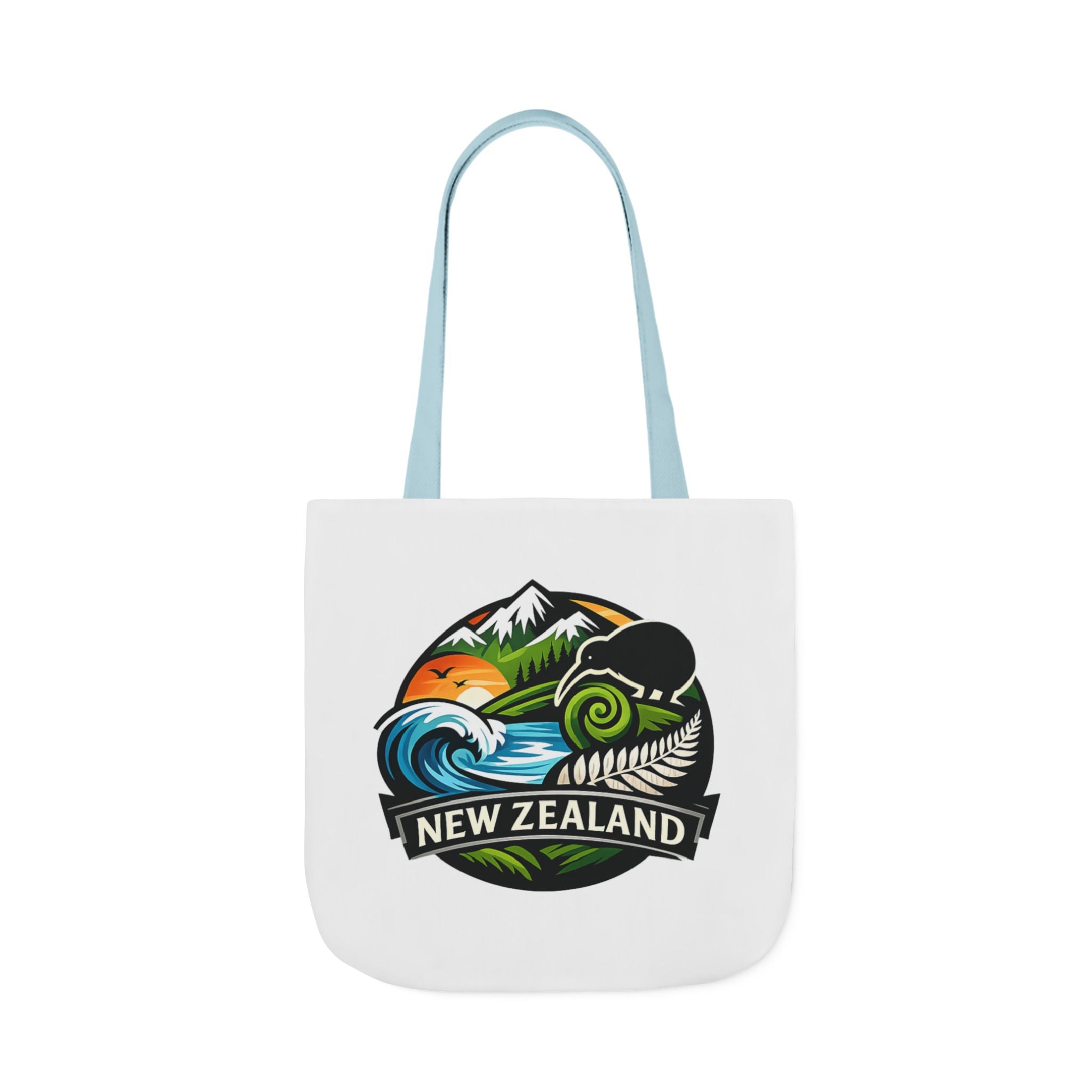 New Zealand Scenic Tote Bag — Kiwi, Mountains & Waves Canvas Tote