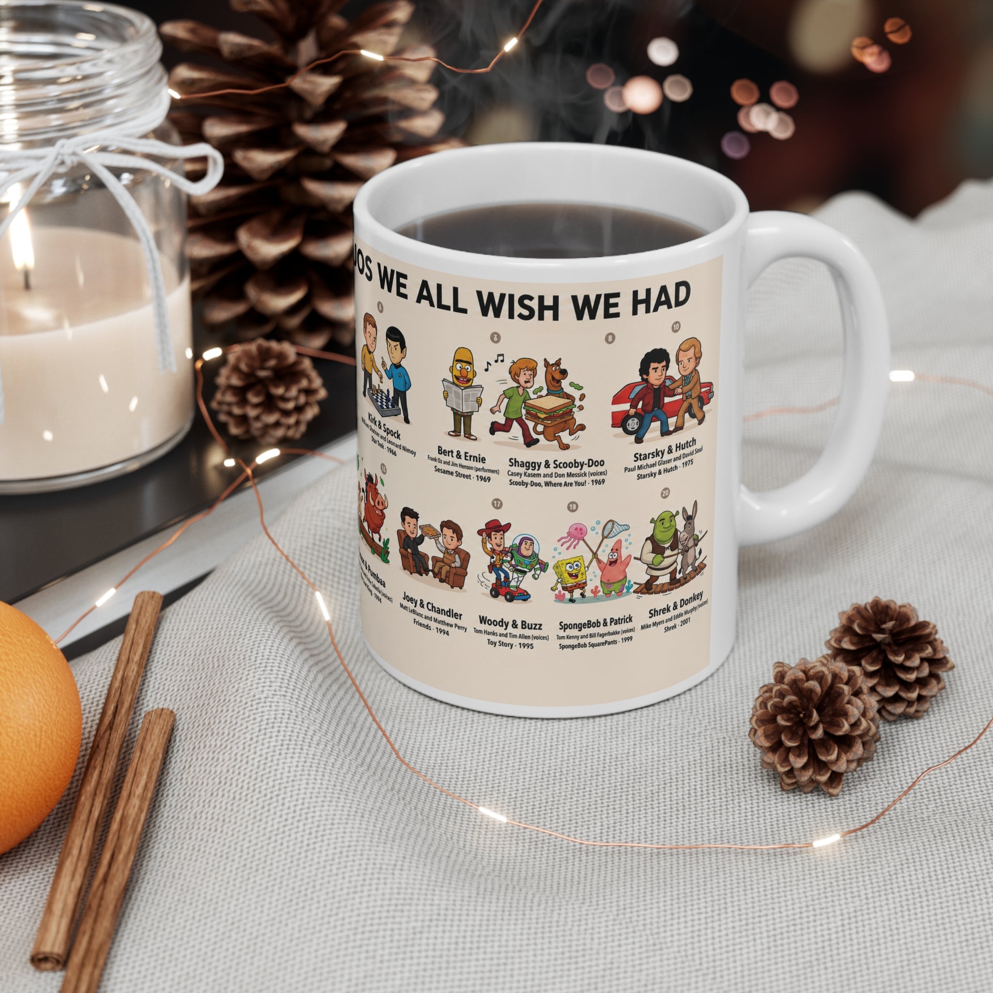 Best Friend Duos Coffee Mug — Vintage Club Championship Medal Design (11oz & 15oz)