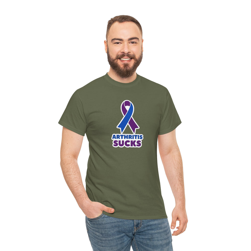 Arthritis Sucks Awareness T-Shirt — Purple & Blue Ribbon Support Tee
