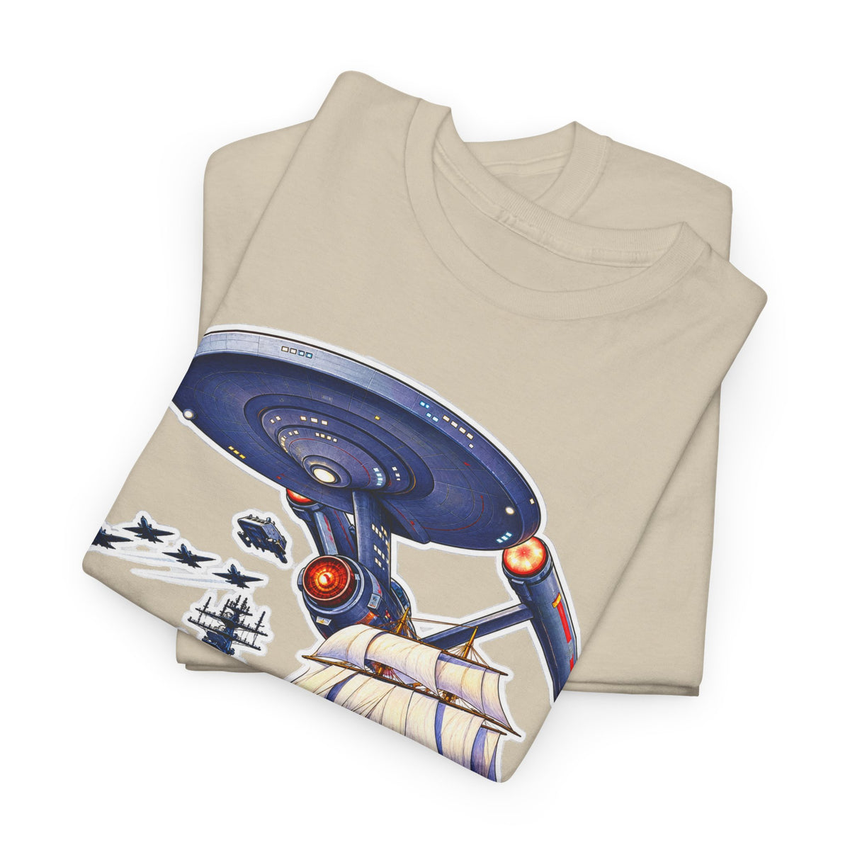 Nautical Starship Called Enterprise T-Shirt — Vintage Sailing Ship Meets Spaceship Graphic Tee