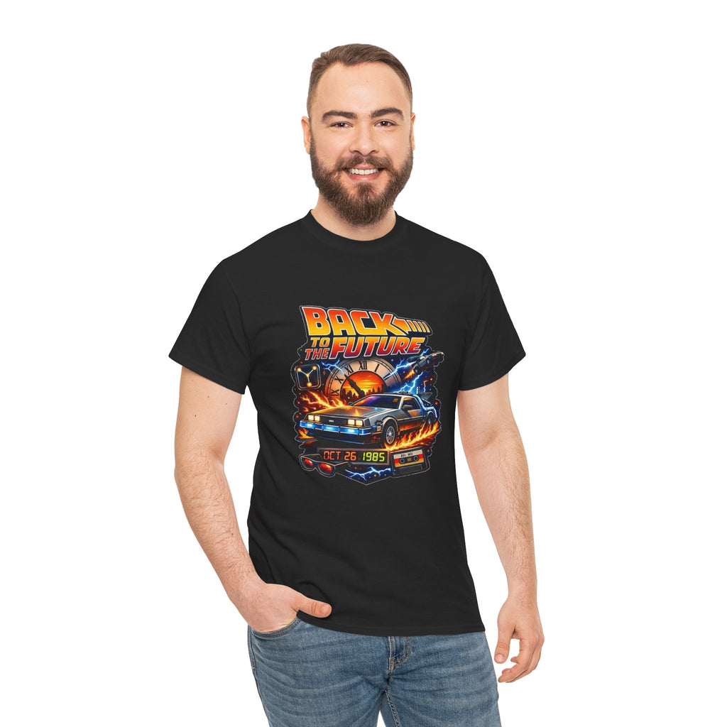 Back to the Future Graphic Tee – Retro 1985 DeLorean Design