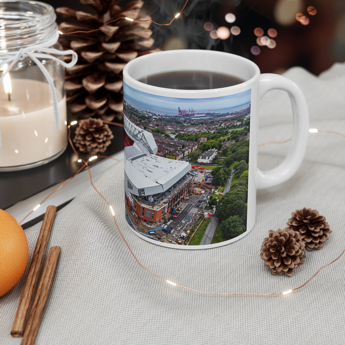 Liverpool's Anfield Stadium Aerial Photo Coffee Mug - Soccer Football Fan Gift, 11oz & 15oz Ceramic