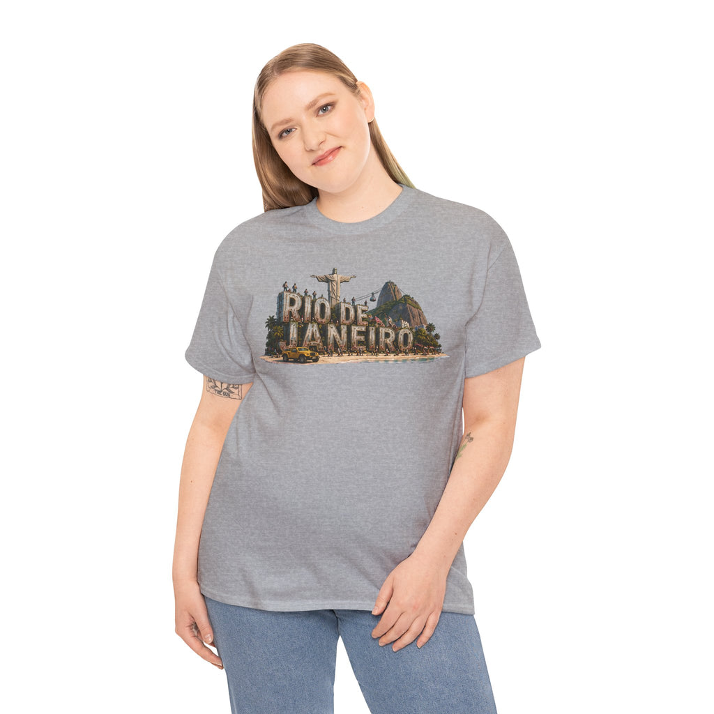 Rio de Janeiro Scenic T‑Shirt — Vintage Travel Tee with Christ the Redeemer Design