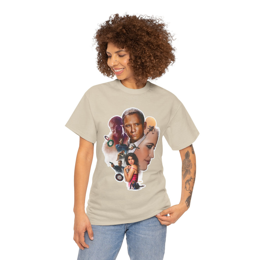 Jame Bond Movie Collage T‑Shirt — Vintage Film Noir Portrait Tee