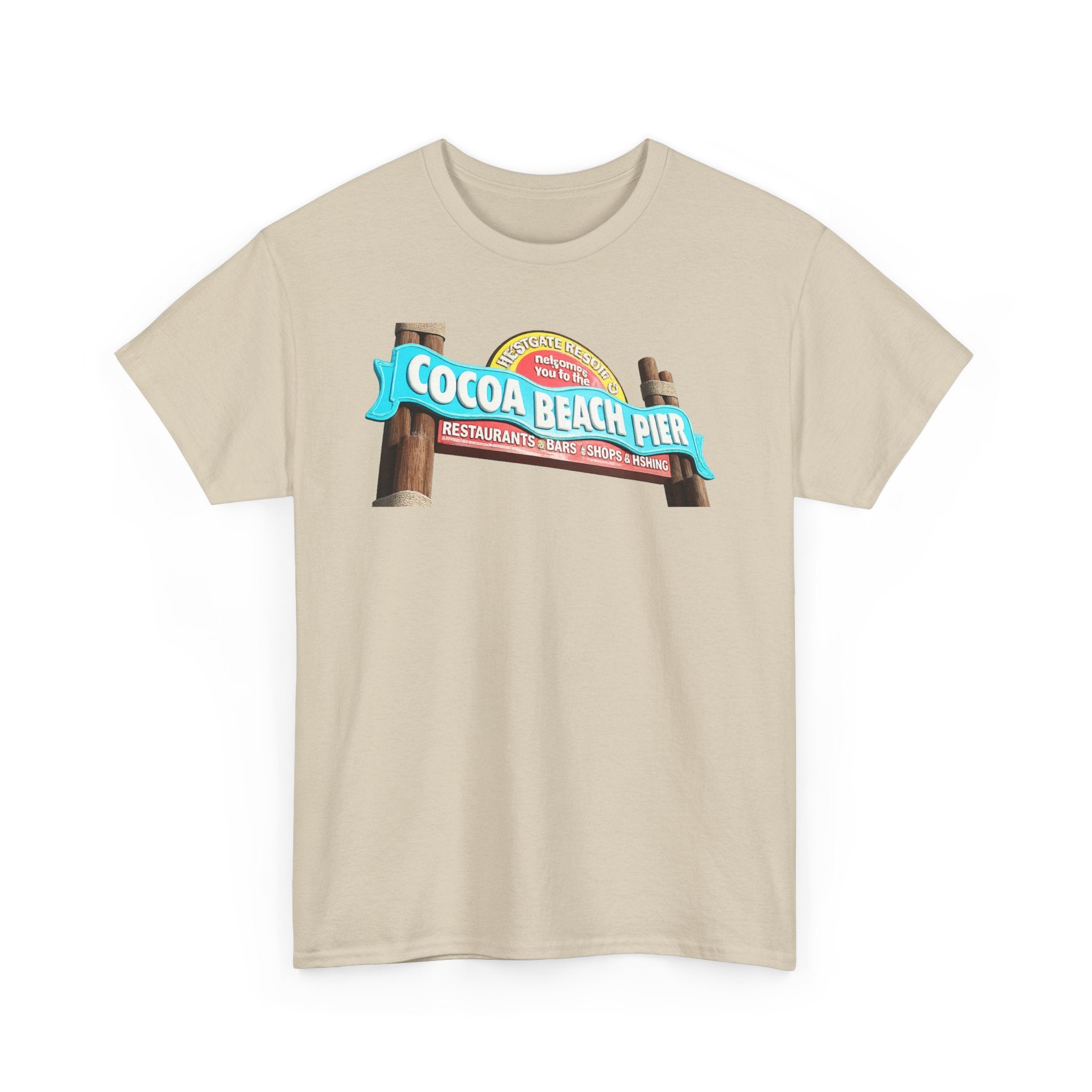 Cocoa Beach Pier T‑Shirt — Retro Beach Sign Vacation Tee