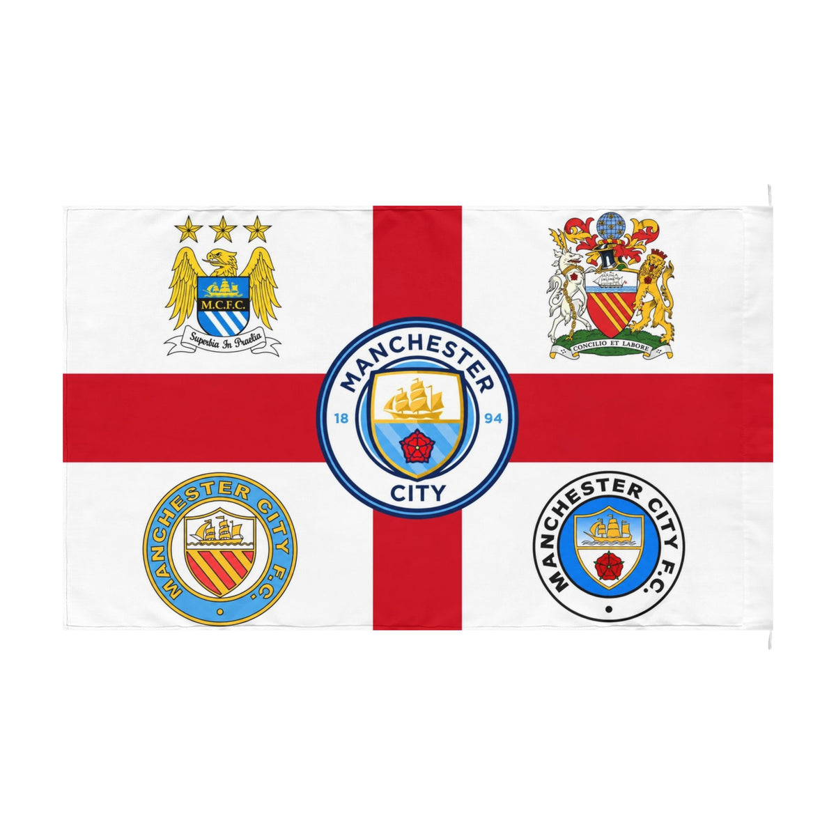 Manchester City Cross Flag — Double-Sided Football Supporter Fan Banner