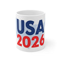 USA 2026 Ceramic Coffee Mug — Patriotic Red & Blue 11oz/15oz