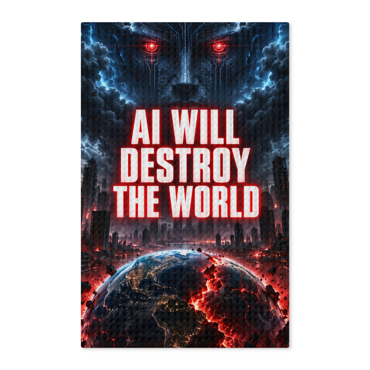 AI Will Destroy The World Tea Towel — Waffle Double-Sided Kitchen Towel