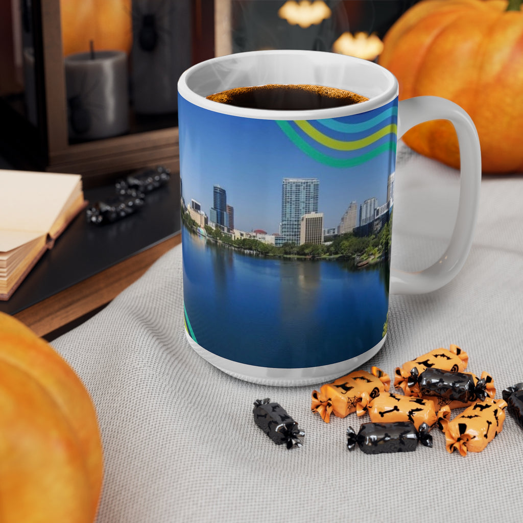 Orlando Lake Eola City Skyline Coffee Mug — Scenic Waterfront 11oz & 15oz Ceramic Cups