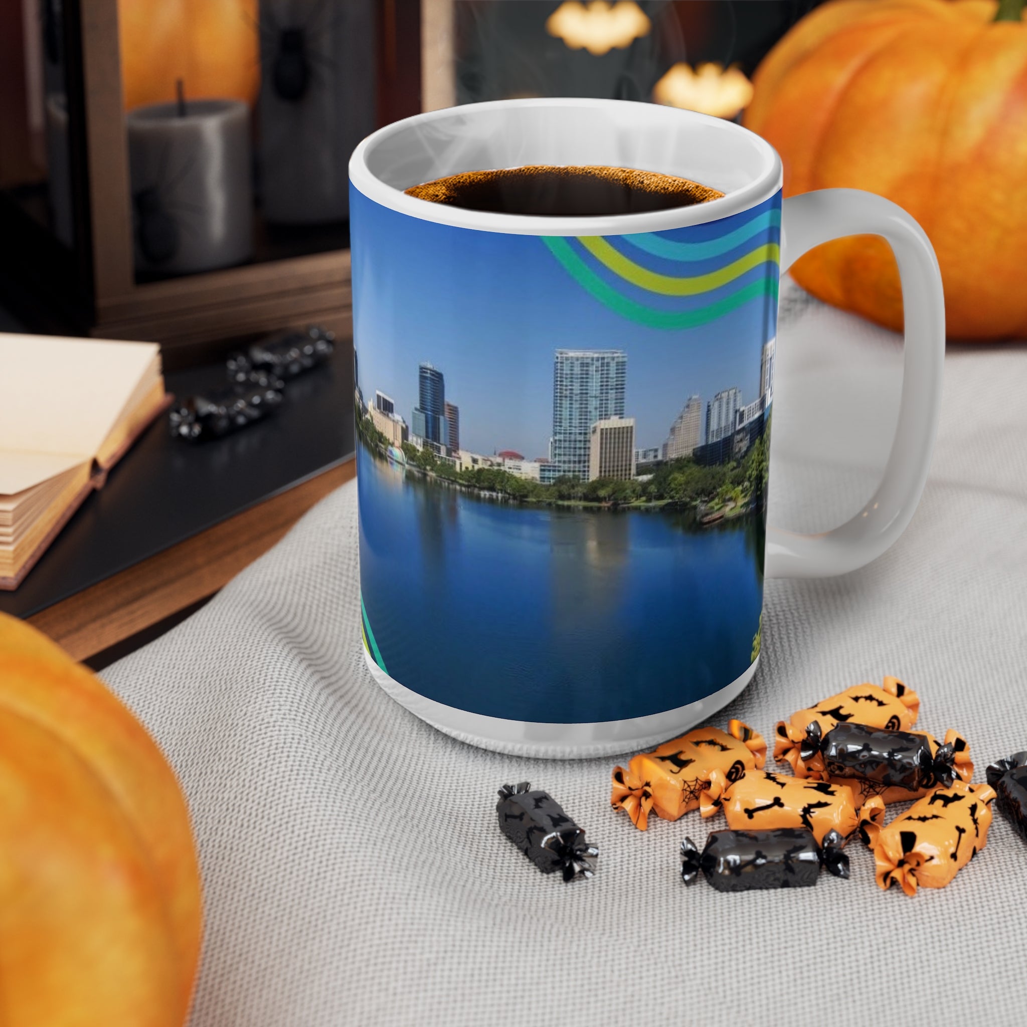Orlando Lake Eola City Skyline Coffee Mug — Scenic Waterfront 11oz & 15oz Ceramic Cups