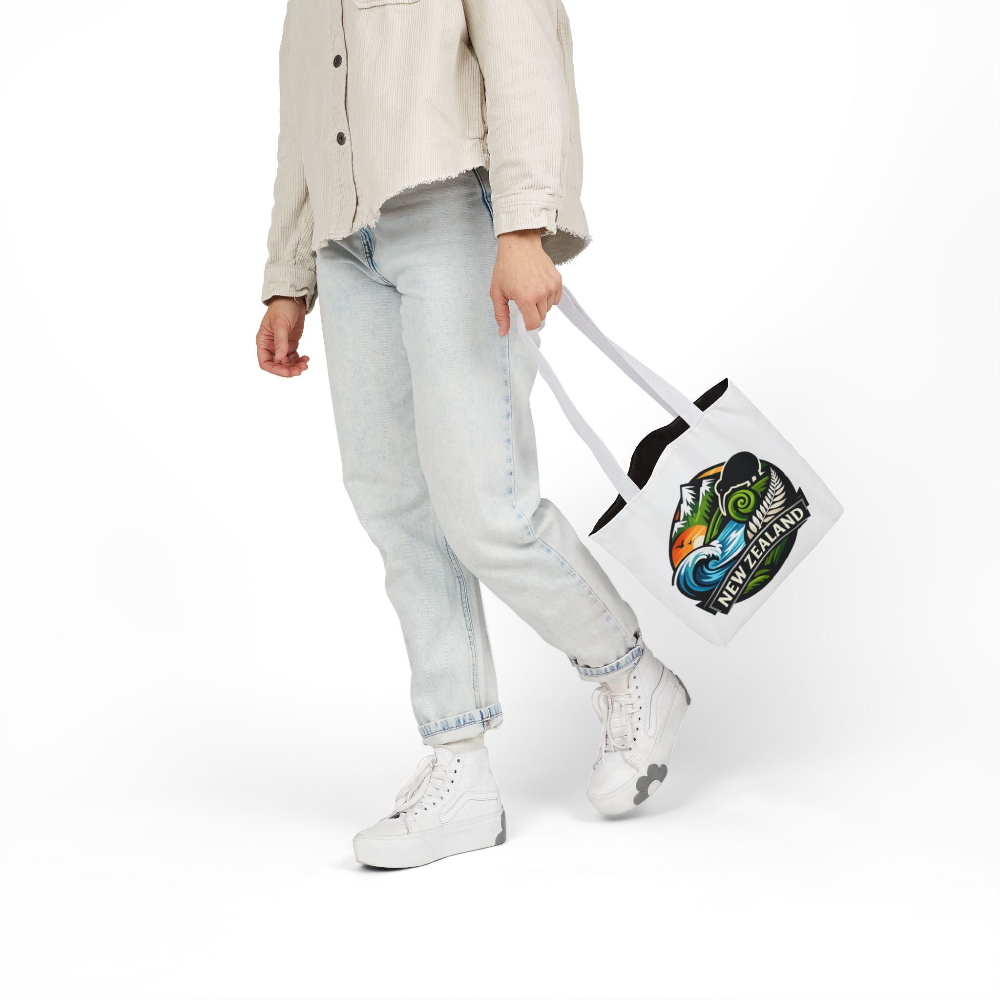 New Zealand Scenic Tote Bag — Kiwi, Mountains & Waves Canvas Tote