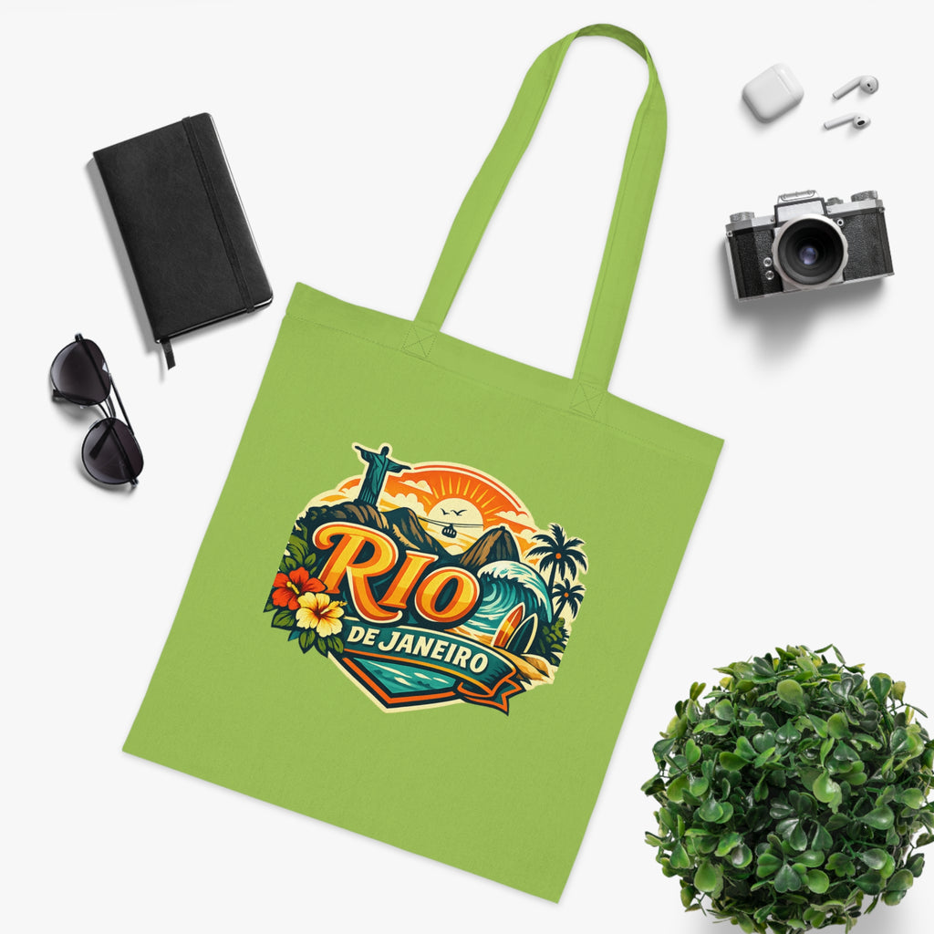 Rio de Janeiro / West Palm Beach Beach Tote — Retro Tropical Cotton Tote Bag