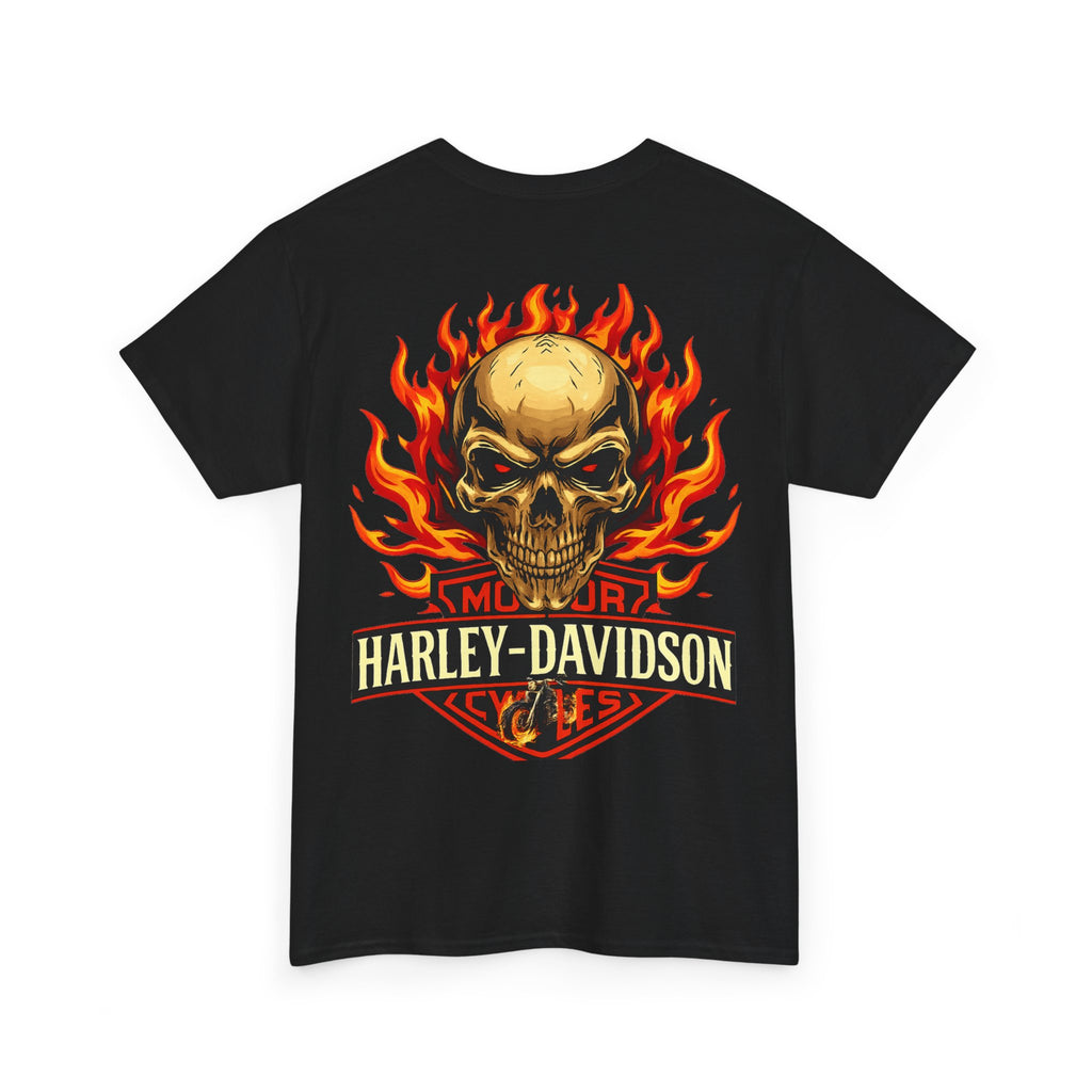 Harley-Davidson Flame Skull Inspired Cotton T-Shirt