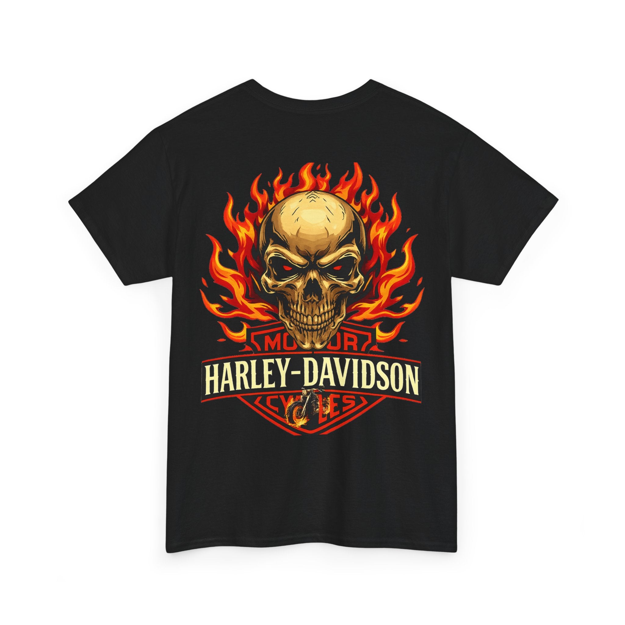 Harley-Davidson Flame Skull Inspired Cotton T-Shirt