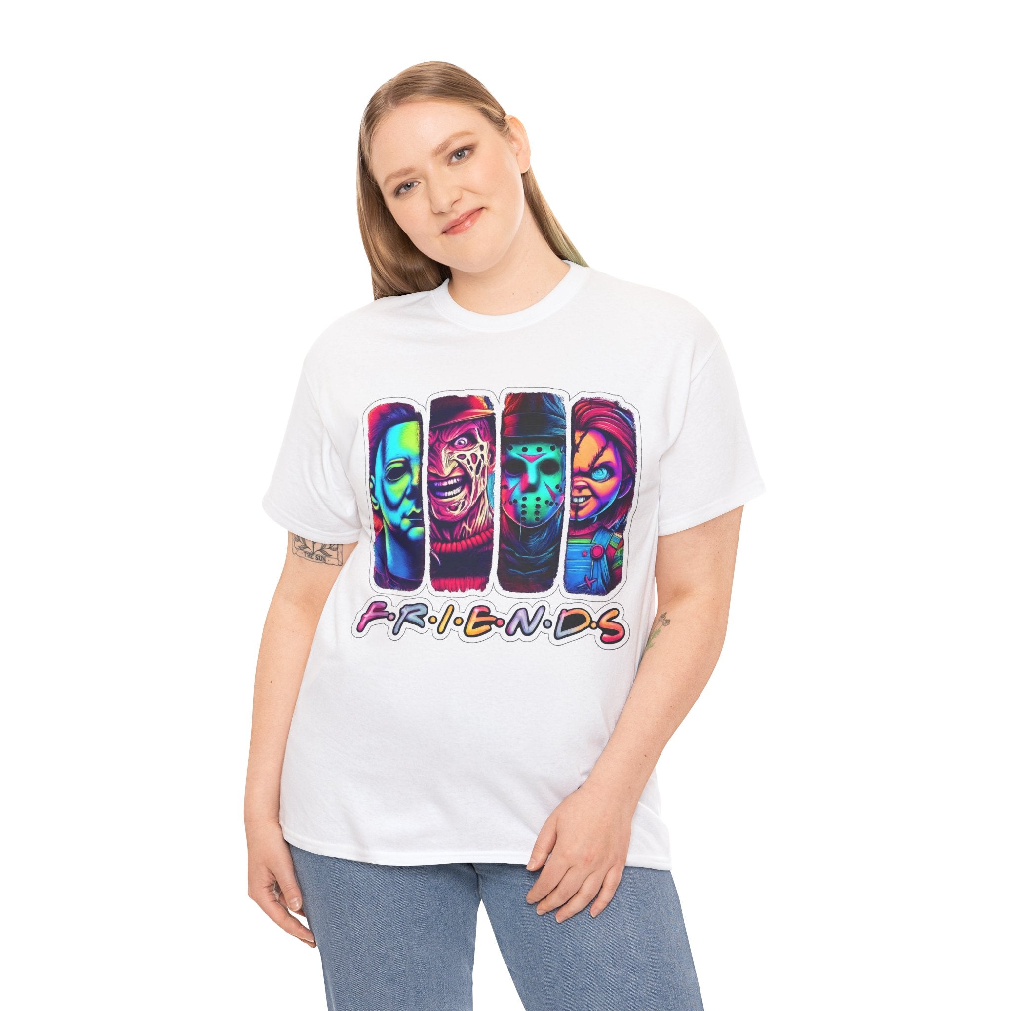 Halloween Horror Icons "Friends" T-Shirt — Neon Retro Slasher Tee
