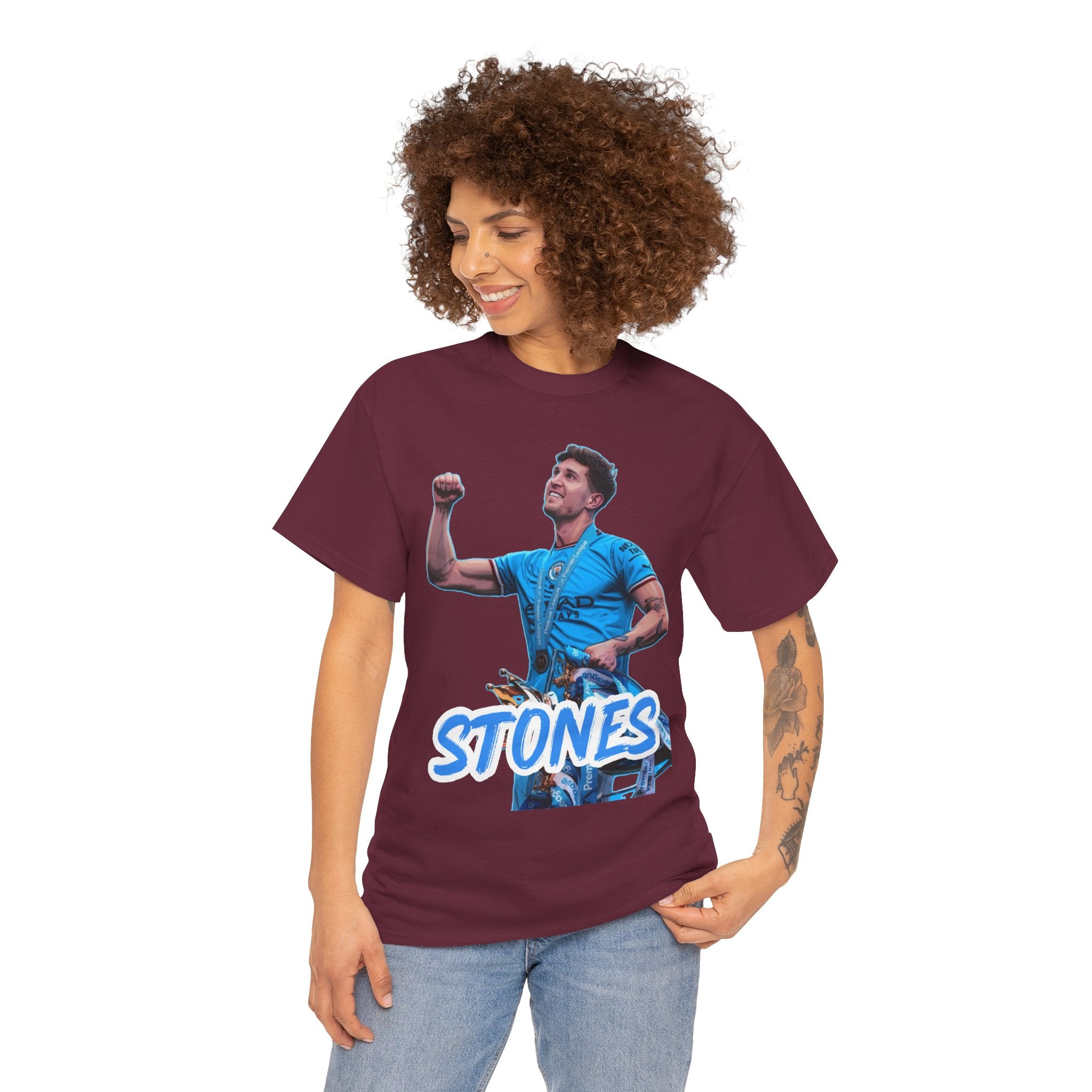 John Stones Manchester City Soccer Fan Tee — Blue Player Graphic T-Shirt