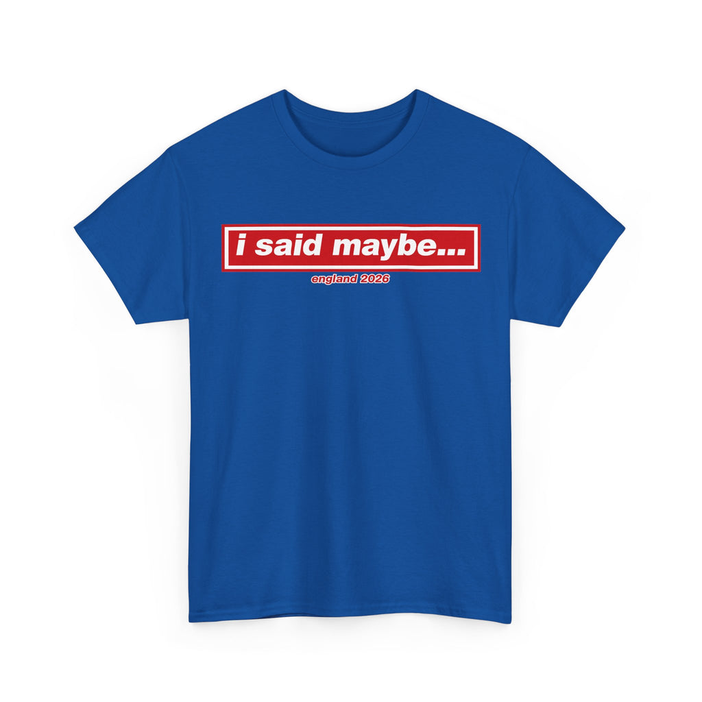 I Said Maybe Tee — Minimalist Red Logo Graphic T‑Shirt