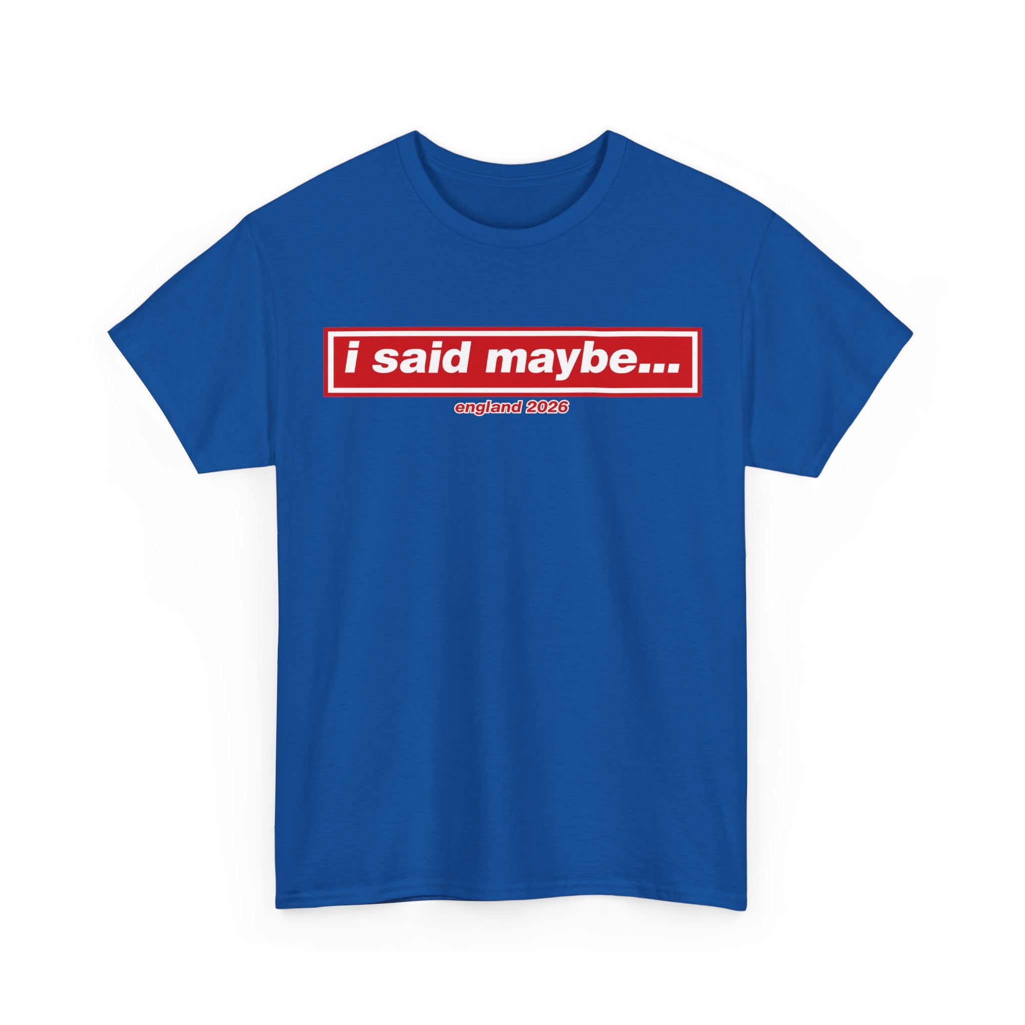 I Said Maybe Tee — Minimalist Red Logo Graphic T‑Shirt