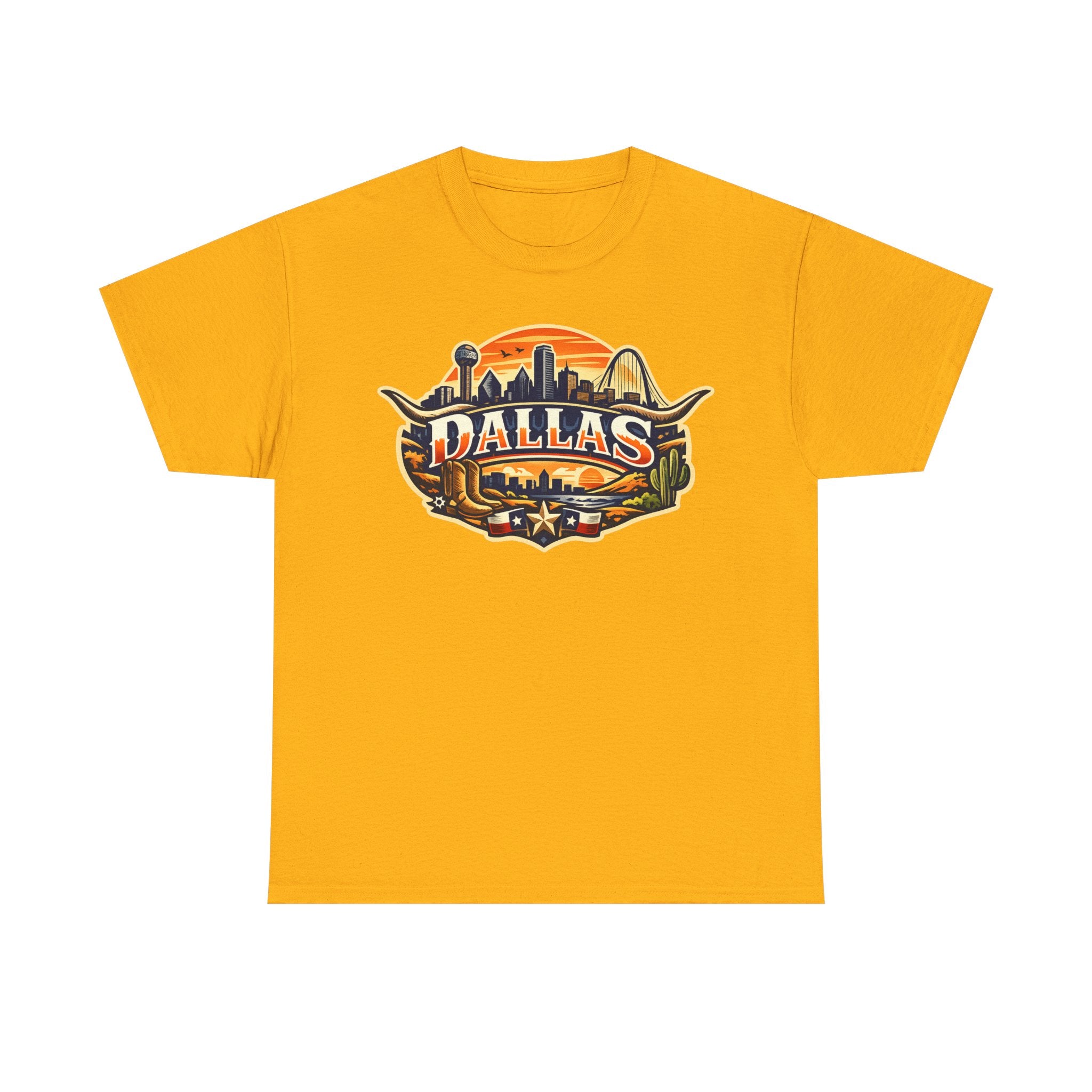 Dallas Skyline Retro Tee — Vintage Cityscape T‑Shirt with 'Dallas' Graphic