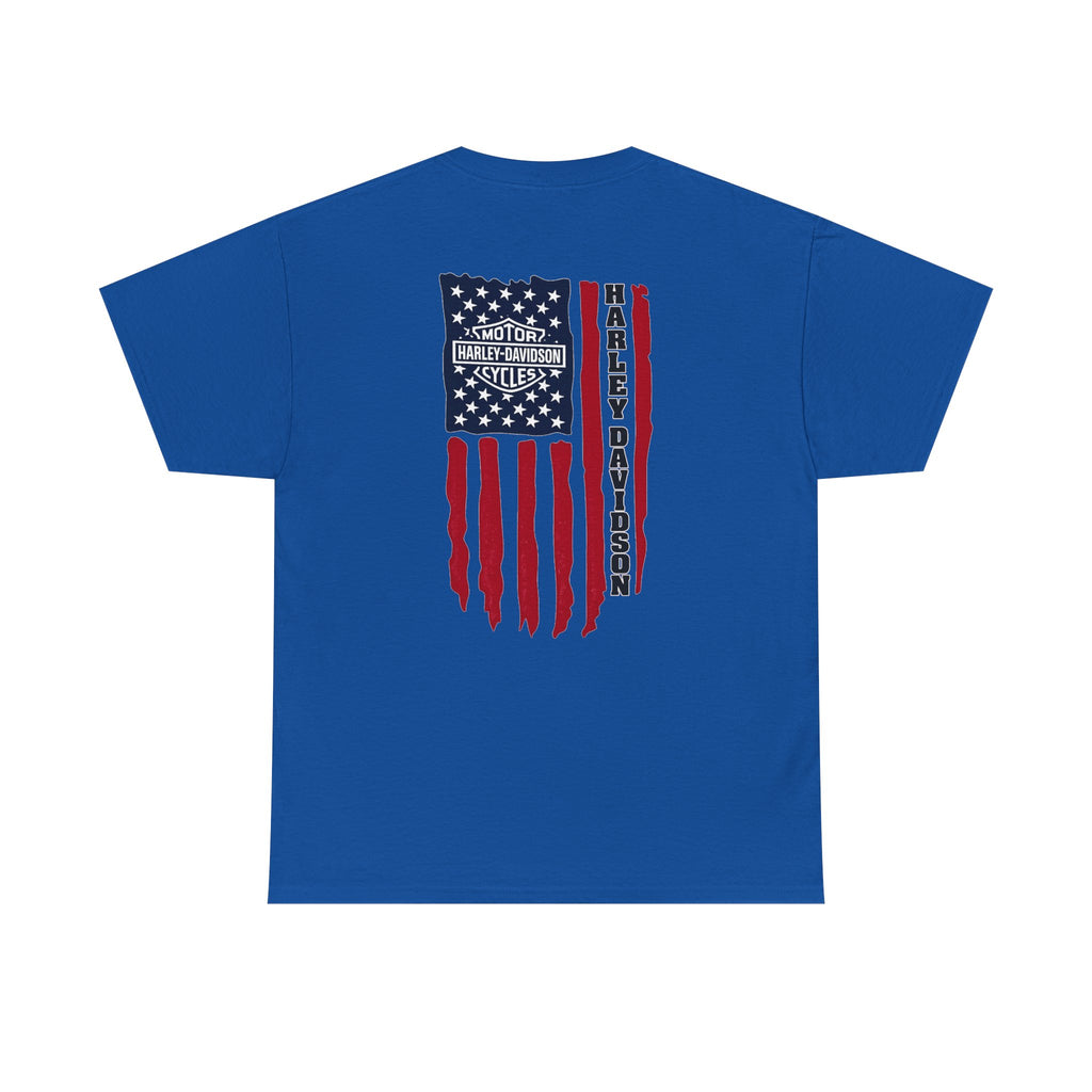 Harley-Style Flag Tee — American Motorcycle Logo T-Shirt