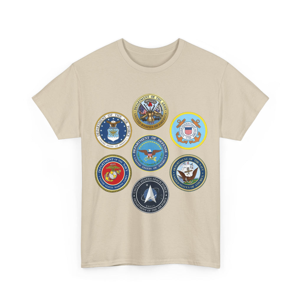 Military Branch Seals T-Shirt — Vintage US Armed Forces Emblems Tee