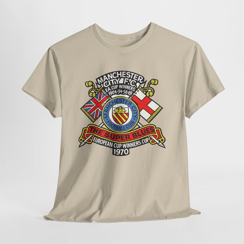 Manchester City Vintage Crest Tee — 'The Super Blues' 1970 European Cup Winners