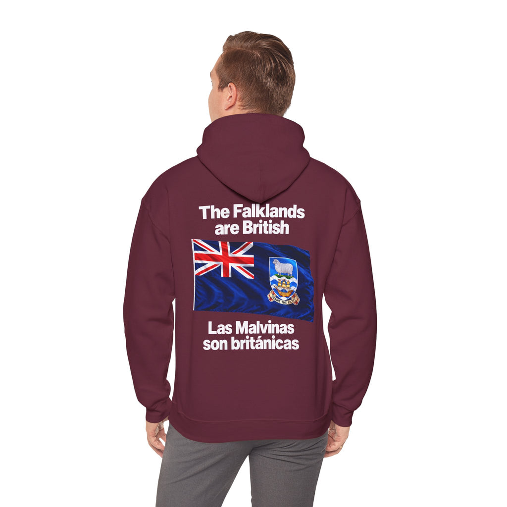 Falklands Are British Hoodie – Bilingual 'Las Malvinas son británicas' Flag Pullover
