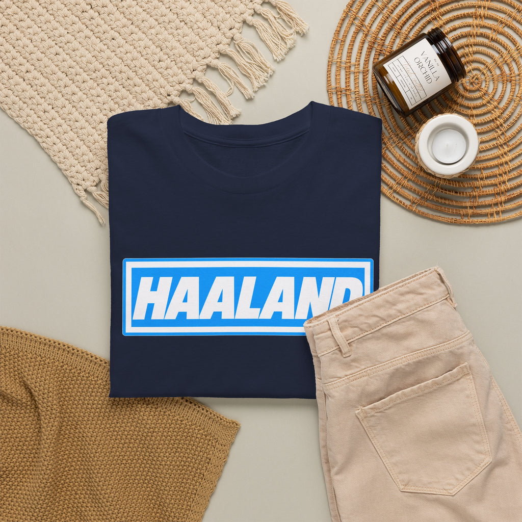 Haaland Box Logo Tee — Soccer Fan Jersey Style Shirt