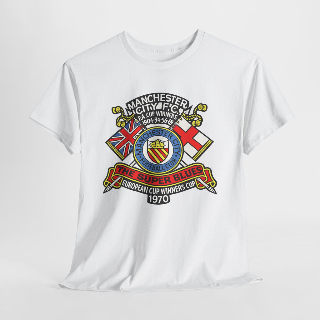 Manchester City Vintage Crest Tee — 'The Super Blues' 1970 European Cup Winners