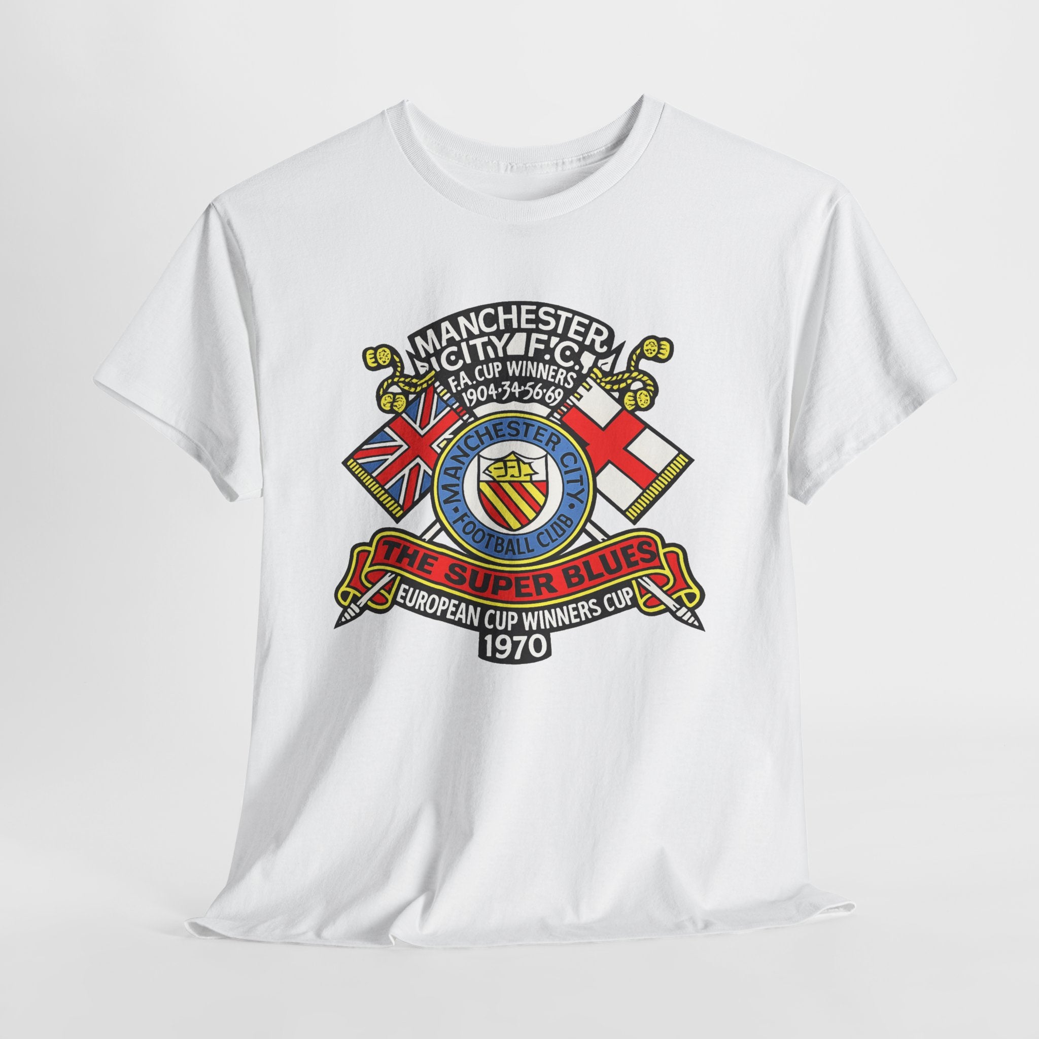 Manchester City Vintage Crest Tee — 'The Super Blues' 1970 European Cup Winners