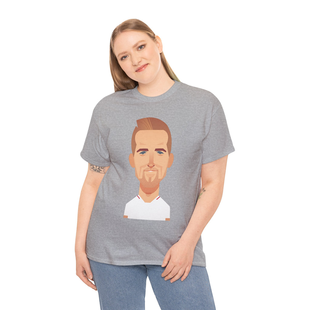 Harry Kane England Caricature Portrait Tee — Minimal Male Face Graphic Cotton T-Shirt