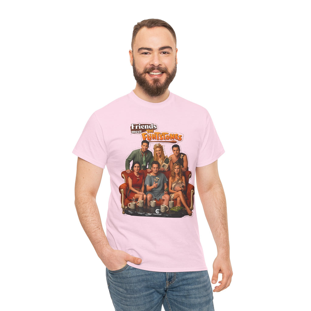Friends meets the Flintstones TV Sitcom Cast Graphic Tee — 'Friends' Retro Couch Design