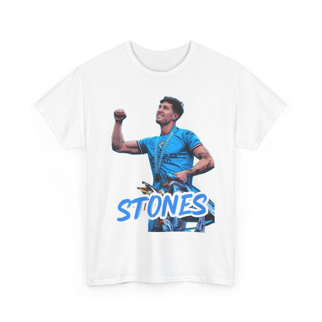 John Stones Manchester City Soccer Fan Tee — Blue Player Graphic T-Shirt