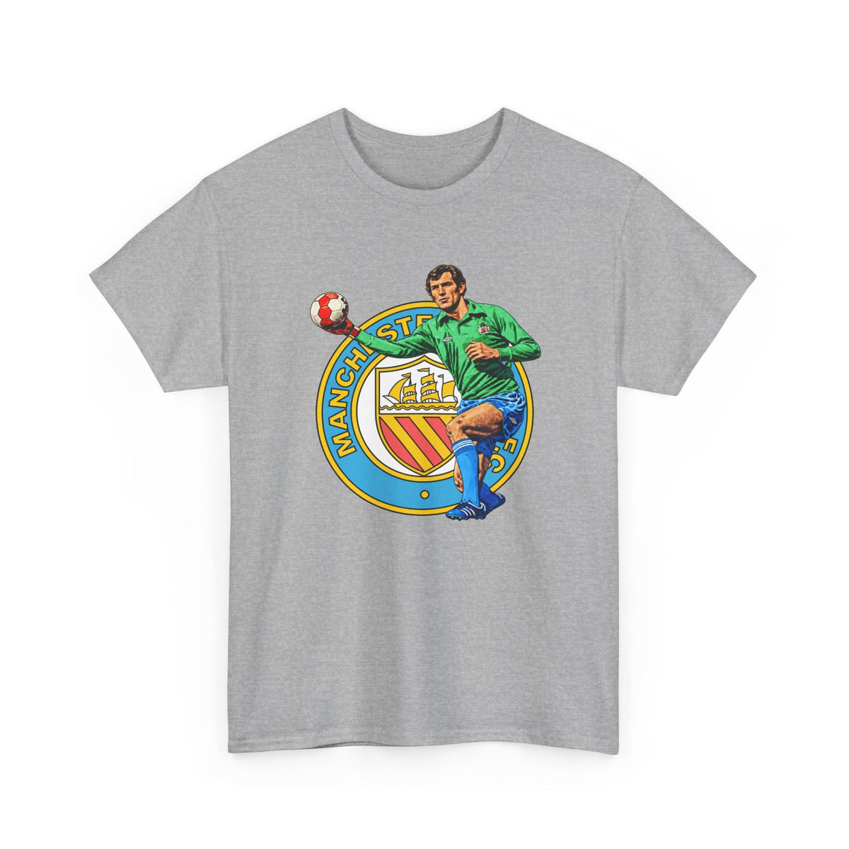 Joe Corrigan Manchester City Crest T-Shirt — Vintage Football Player Graphic Tee