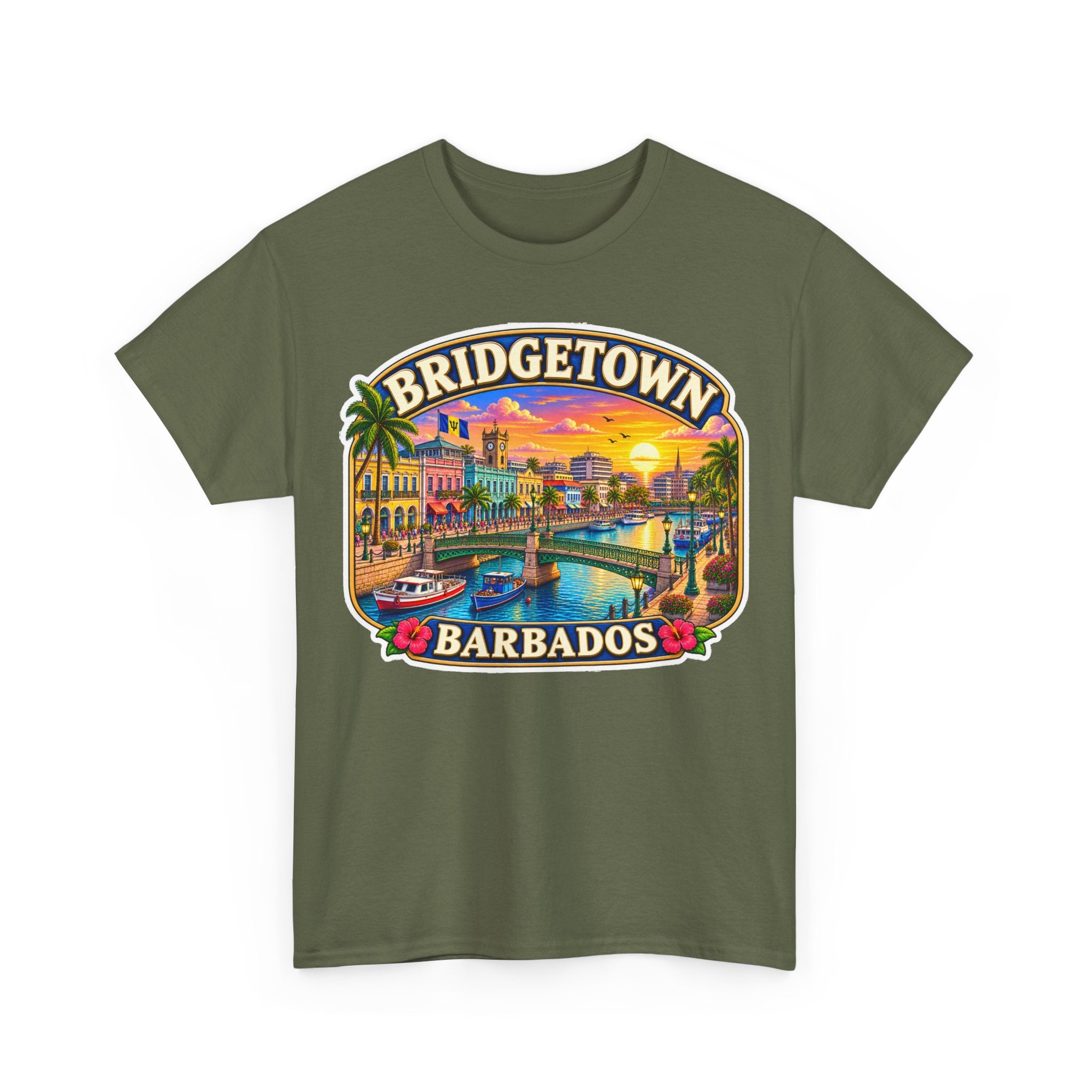 Bridgetown Barbados Vintage Sunset Tee — Caribbean Travel Souvenir T-Shirt
