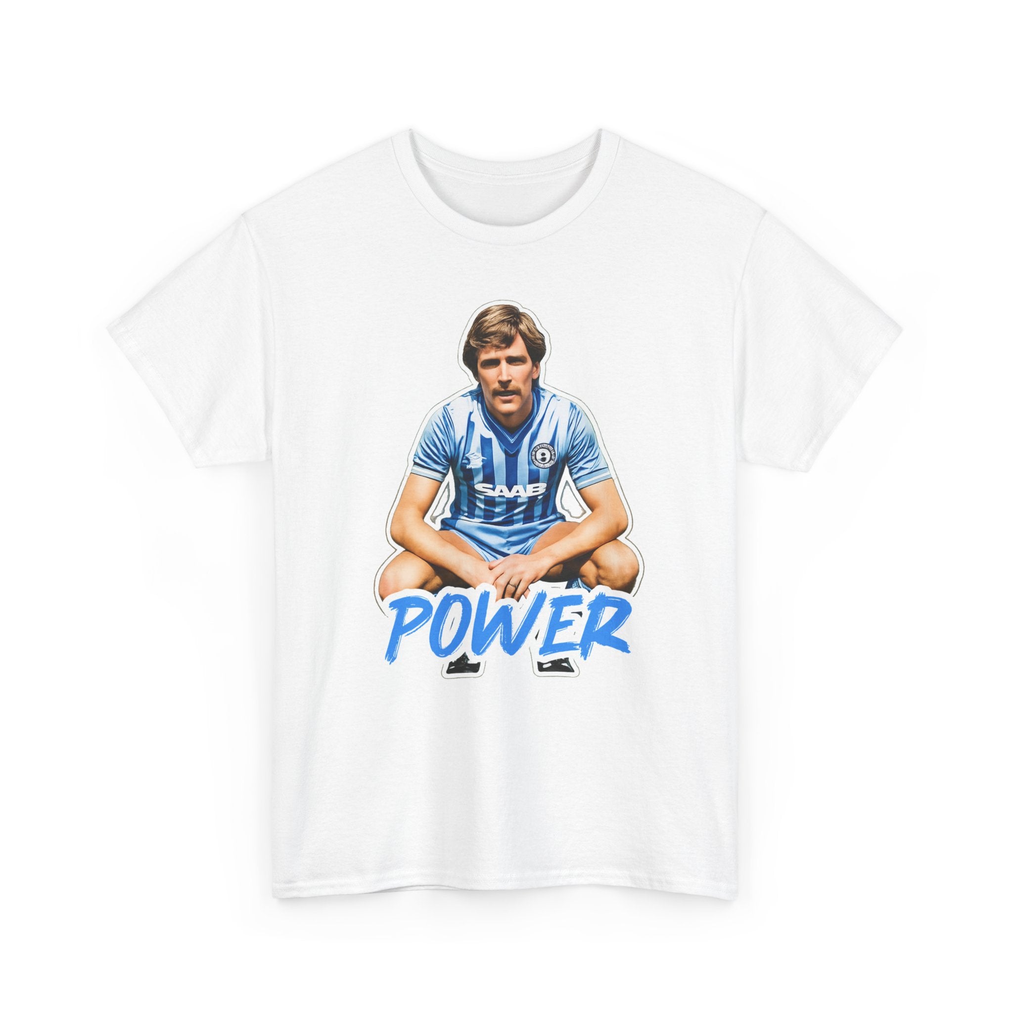Paul Power Manchester City Legend Player Graphic Tee — Retro Football Jersey Design