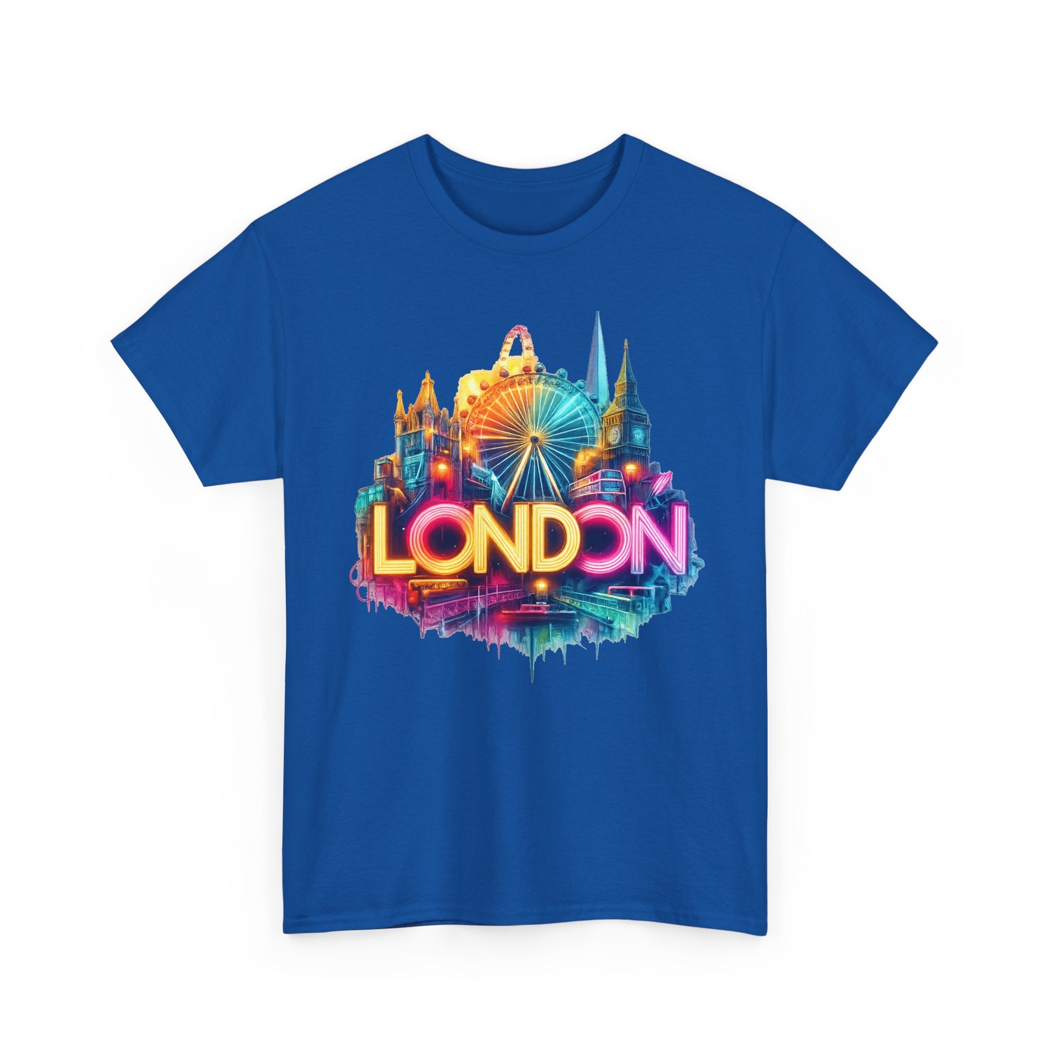 London Skyline Tee — Colorful Neon London Landmark T-Shirt