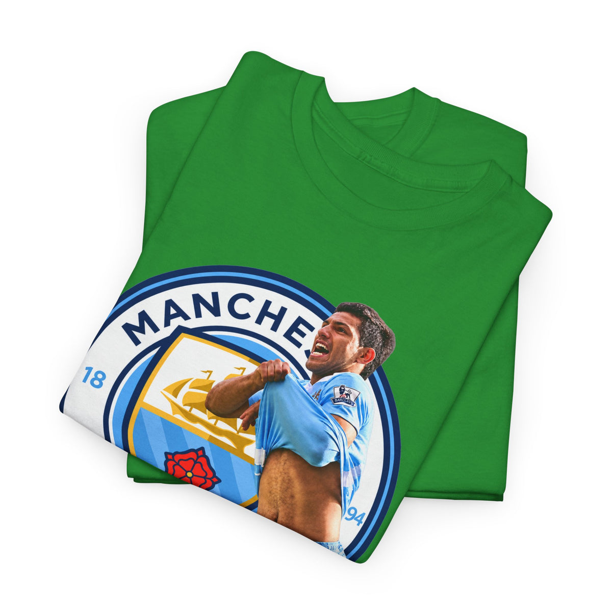 Sergio Aguero Manchester City Legend Soccer Tee — Player Celebration Graphic T-Shirt