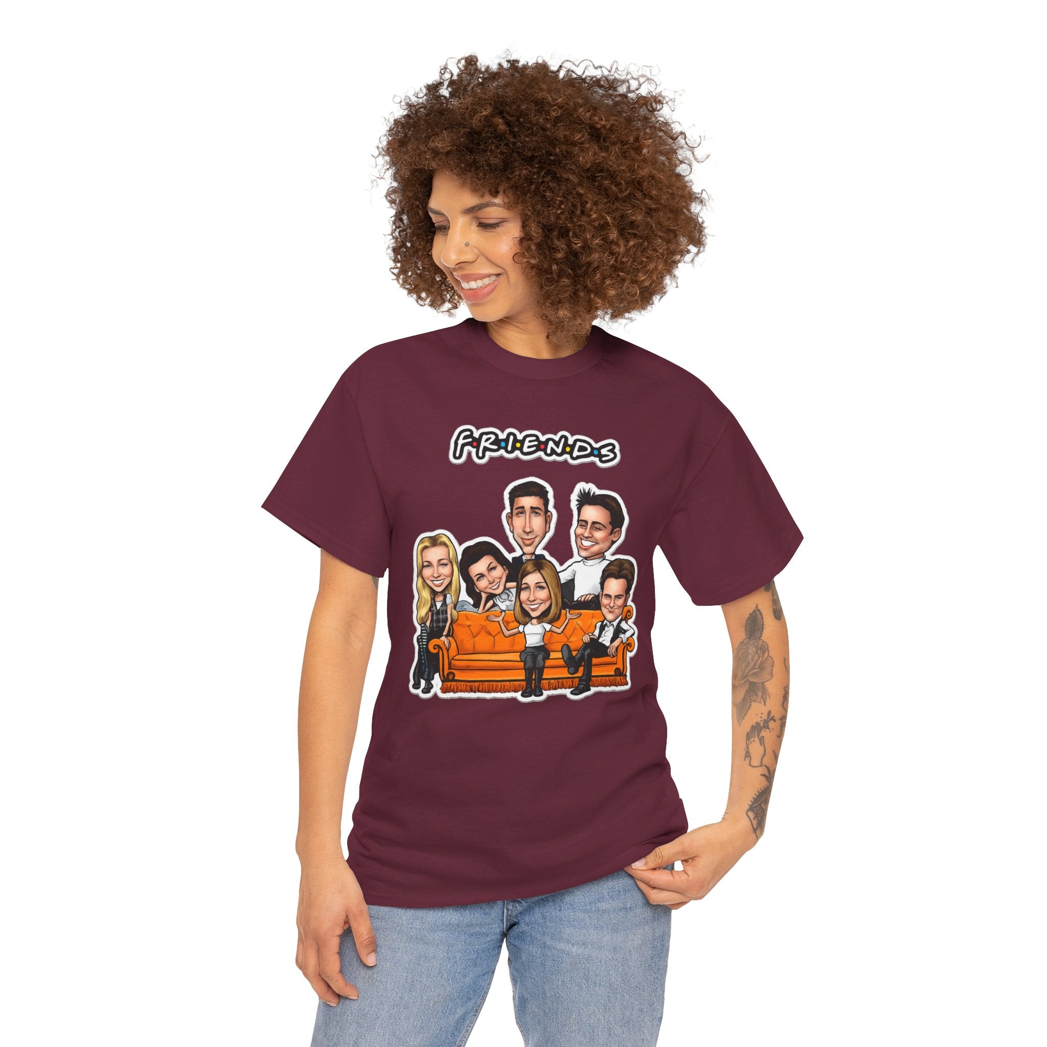 Friends TV Show Cartoon Cast T-Shirt — Iconic Couch Graphic Tee