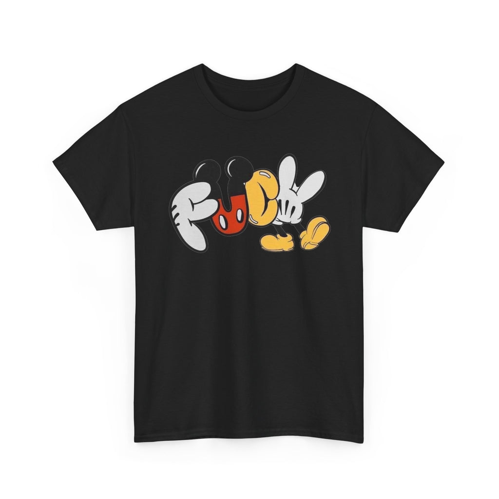 F**K Disney Graphic Tee — Playful Cartoon Hands & Shoes Design