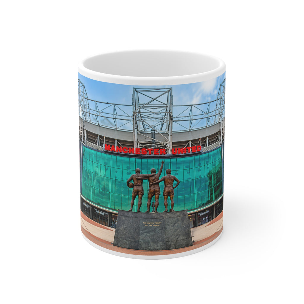 Manchester United Old Trafford Stadium Front Ceramic Coffee Mug — Iconic Football Statue & Facade 11oz/15oz