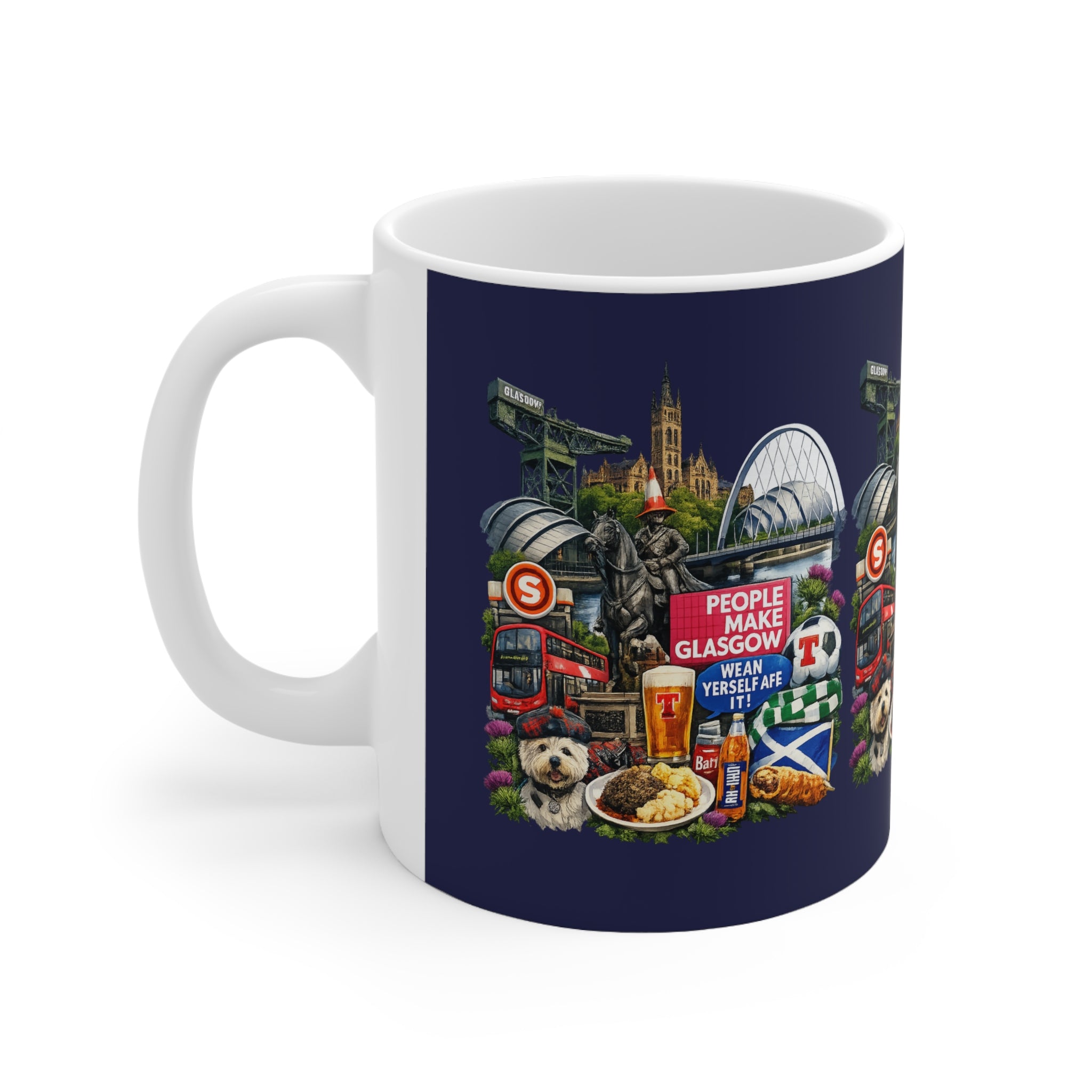 Glasgow Landmarks Ceramic Mug — People Make Glasgow Collage, 11oz & 15oz
