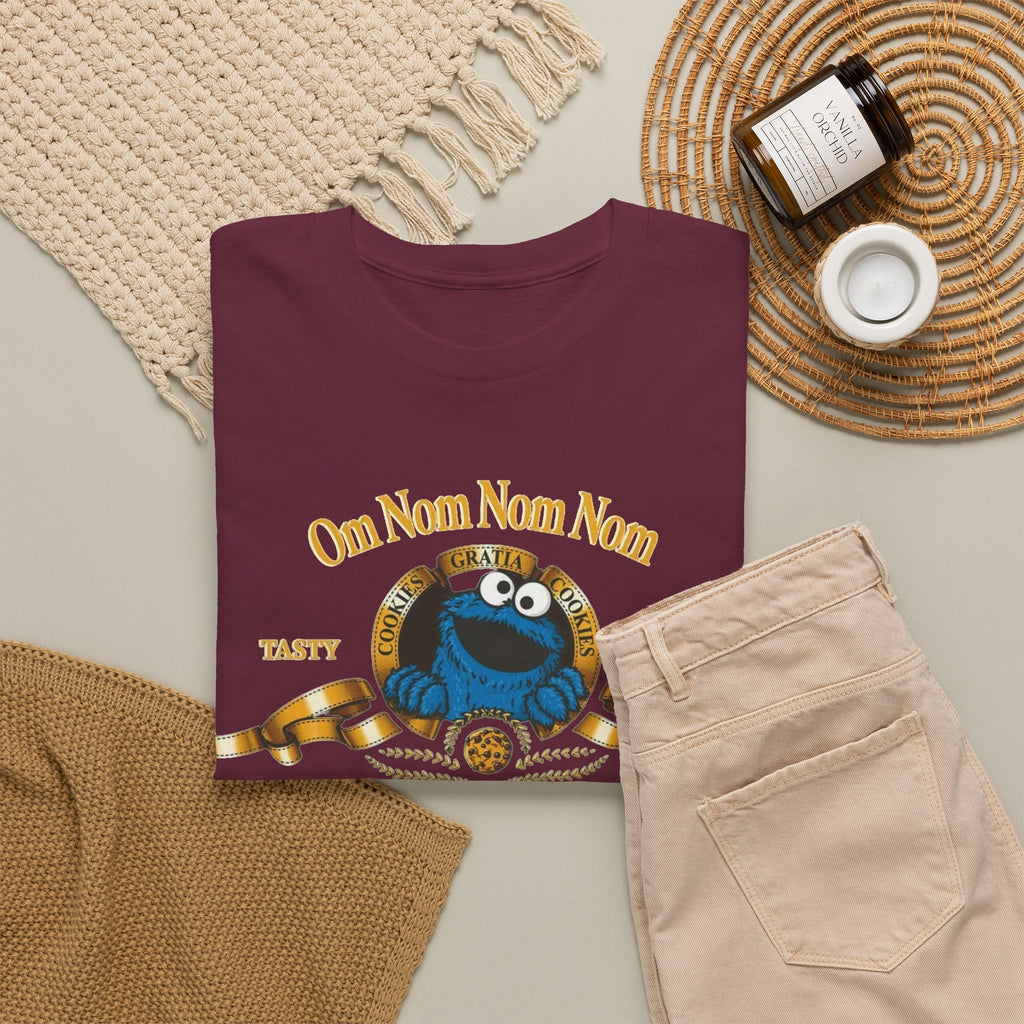 Cookie Monster "Om Nom Nom Nom" Vintage Badge Cotton T‑Shirt