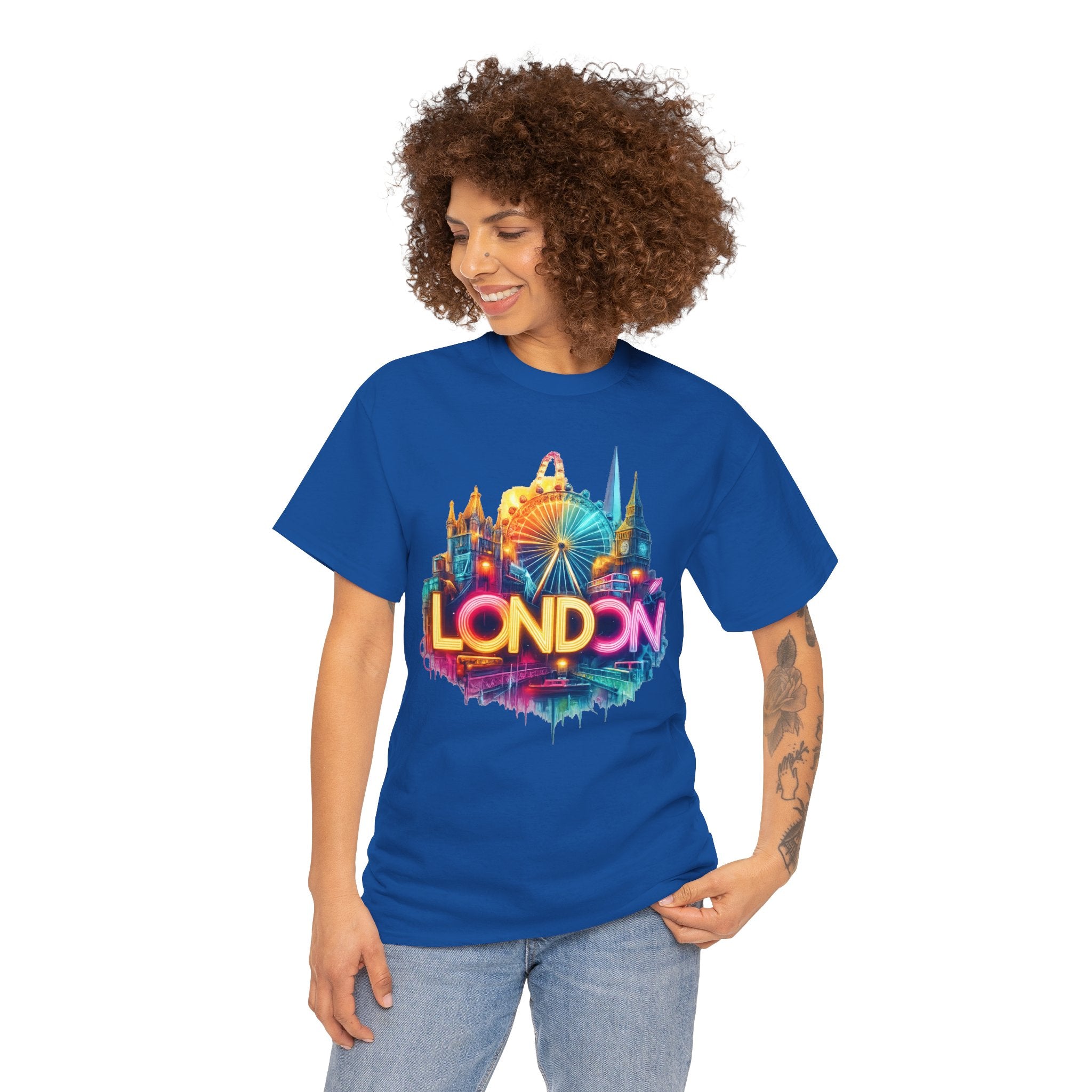London Skyline Tee — Colorful Neon London Landmark T-Shirt
