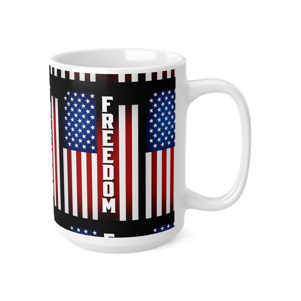 USA Freedom Flag Ceramic Mug — Patriotic USA Coffee Cup (11oz & 15oz)
