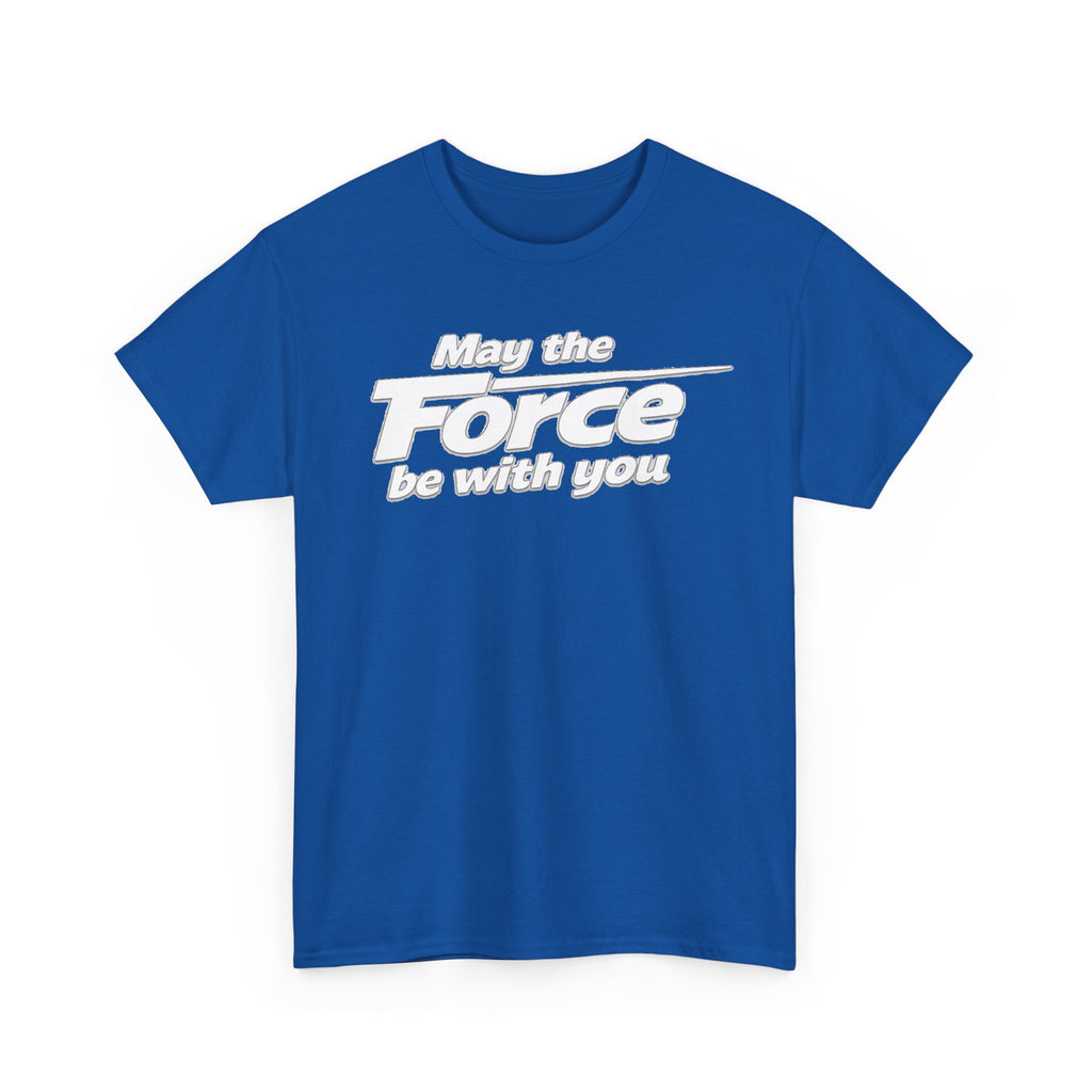 "May the Force Be With You" Retro Embossed Graphic T‑Shirt —