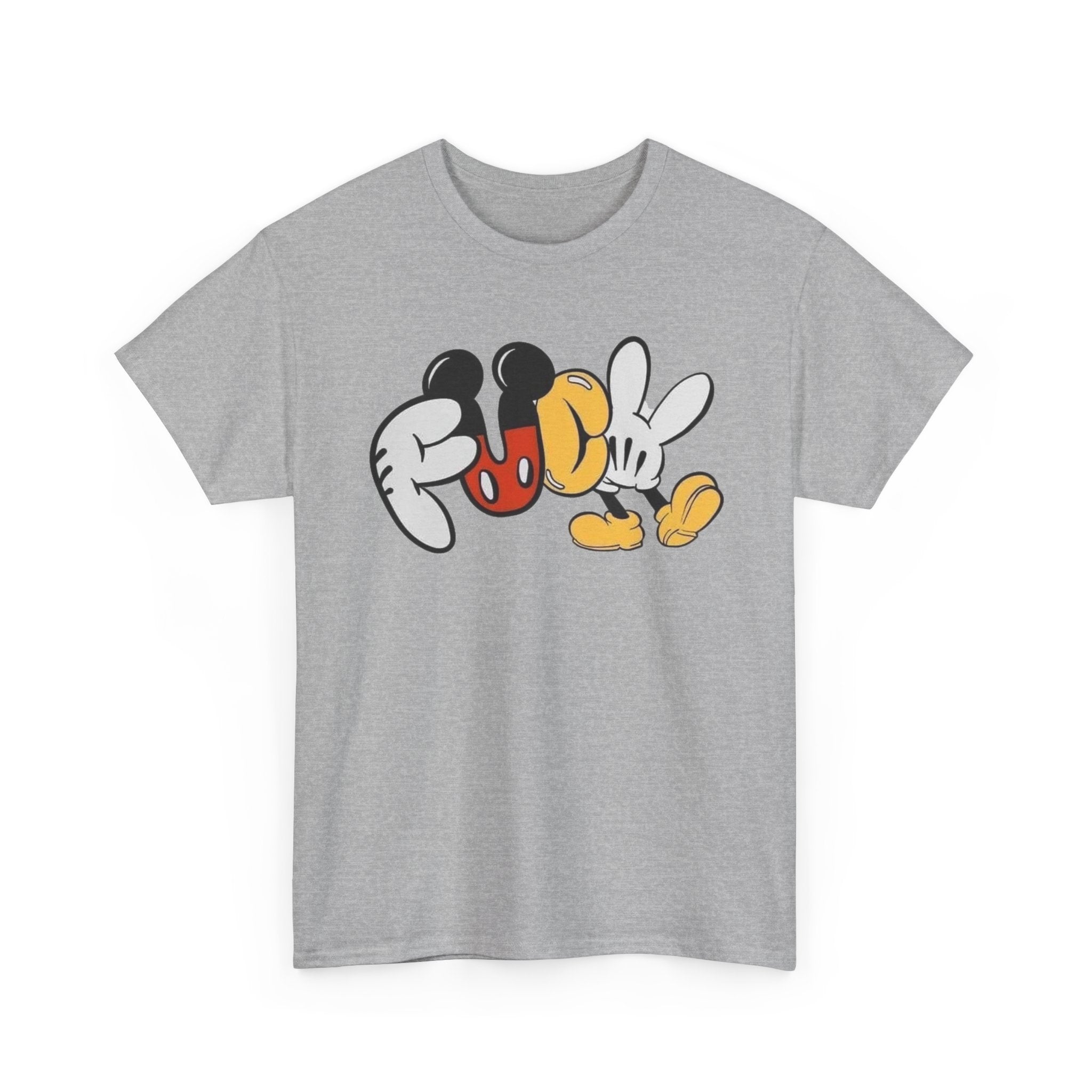 F**K Disney Graphic Tee — Playful Cartoon Hands & Shoes Design
